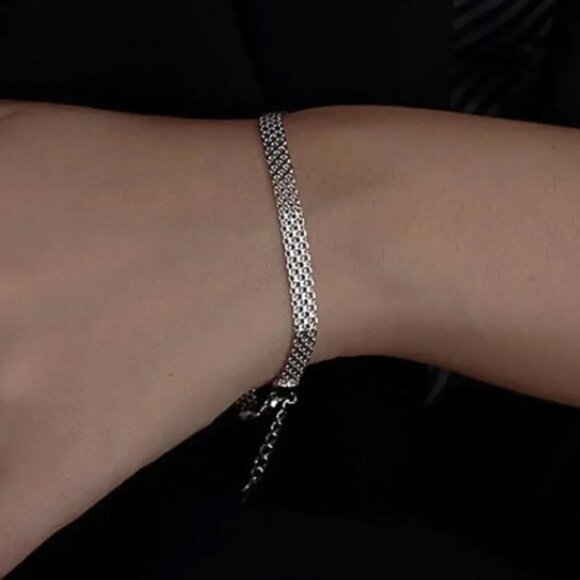 925 Sterling Silver Dainty Chain Link Bracelet - Picture 1 of 6